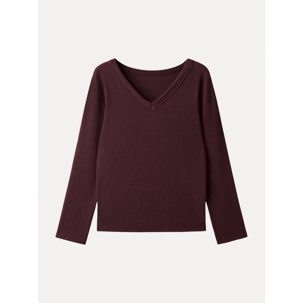 OGL LiteWarm Essential V-neck Long Sleeve Top with Close-fit Hem XS